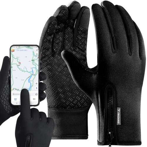 Trizand Touchscreen-Handschuhe für Smartphones, Schwarz, XL, Paar