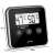 Digital kitchen thermometer with probe, showing the temperature and set temperature, with dimensions