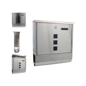 GardenLine silver lockable mailbox, collage of different angles - GardenLine