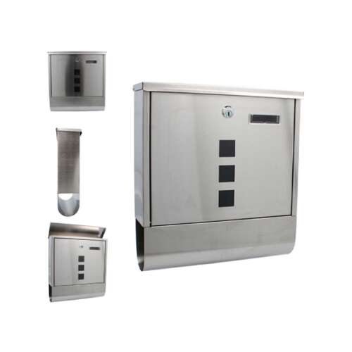 GardenLine silver lockable mailbox, collage of different angles