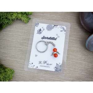 Szeretettel narancssárga angyal medálos kulcstartó ajándékkártyával - Ajándék kulcstartó