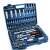 Flinke 108 piece socket wrench set with ratchet handles, extension bars, sockets, external torx sockets, bits, extension bars, fixed handles, in a plastic case