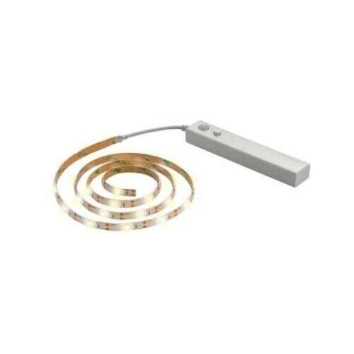 2 meter motion sensor LED strip with warm white light, battery powered, easy installation
