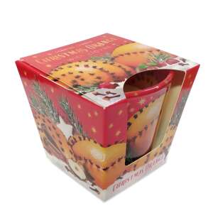 Karácsonyi narancs illatú gyertya szegfűszeggel piros dobozban - Légfrissítő