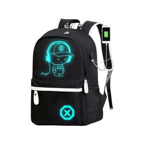 CoolLight kicsi fekete hátizsák világító rajzfilmfigurával és USB töltéssel - Hátizsák