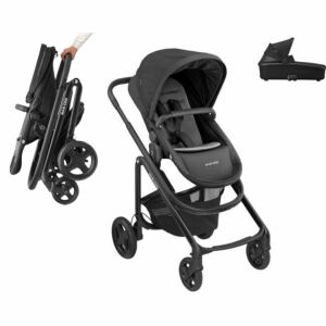 Cărucior Maxi-Cosi Lila CP și landou Oria, negru, pliere compactă - Carucioare