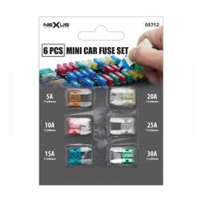 Set de 6 siguranțe auto mini Nexus, 5A, 10A, 15A, 20A, 25A, 30A - Siguranțe auto