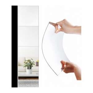 Set of 4 mirror stickers, 30x30cm, decorative and functional, easy to apply, no damage to walls, acrylic material - Mirror