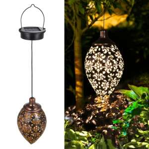 Solar powered hanging outdoor LED lamp with laser cut pattern - Nonbrand Solar lantern