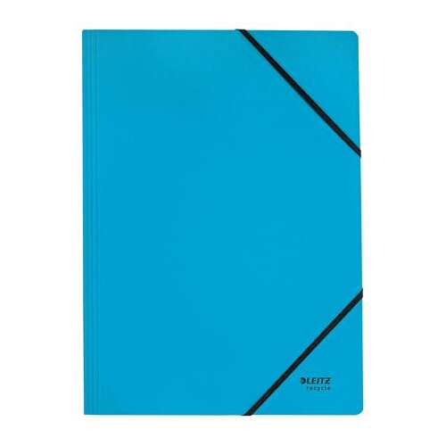 Leitz A4 blue elastic folder with black ties, for documents, papers, presentations, school, office, home