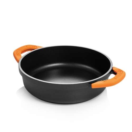 SmartCLICK 28cm deep frying pan with orange silicone handles