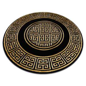 Modern GLOSS szőnyeg kör 6776 86 elegáns, keret, görög fekete / arany kerék 150 cm 50443277 