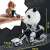 Panda figura motoron, a 4 db állatfigura készlet része, méretek láthatóak
