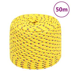 vidaXL yellow polypropylene boat rope 10 mm 50 m 50459485 - Fastener