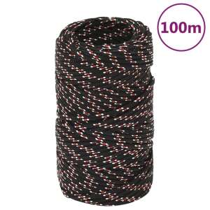 vidaXL Frânghie de barcă, negru, 2 mm, 100 m, polipropilenă 50459724 - Fixator
