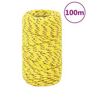 vidaXL Frânghie de barcă, galben, 2 mm, 100 m, polipropilenă 50460115 - Fixator