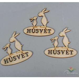 Set mit 3 Holz-Osterhasen-Dekorationen mit Húsvét-Inschrift, 8cm - Kunst & Hobby