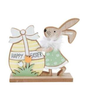 Nyuszi Osterhase mit verziertem Ei auf Holzsockel, Osterdekoration - Lebensmittel- & Getränkebehälter