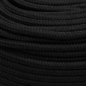 Close-up of vidaXL black polyester rope texture - Fastener