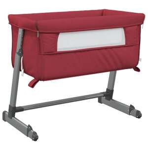 vidaXL Red Baby Crib with Mattress - Angled View - Furniture