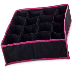 Schubladenorganizer mit 16 Fächern, schwarzer und rosa Stoffschrank Organizer - Garderobenorganizer