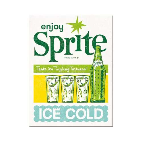 Retro Sprite Ice Cold Fridge Magnet, vintage design, enjoy Sprite, taste its tingling tartness