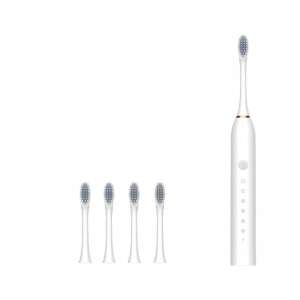Sonic electric toothbrush in white with 4 replacement brush heads - Mouth shower and Electric toothbrush
