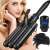 Soulima triple barrel curling iron with LCD display, showing a woman with beautiful waves