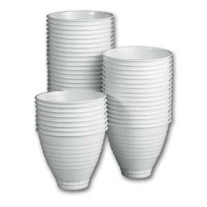 Packung mit 100 weißen Plastikbechern, 2 dl Fassungsvermögen - Prc