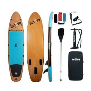 Act!ive Santa Barbara SUP Board, blau und Holz, mit Zubehör, komplettes Set - SUP & Paddleboard