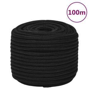 vidaXL Frânghie de lucru, negru, 14 mm, 100 m, poliester 50519939 - Fixator