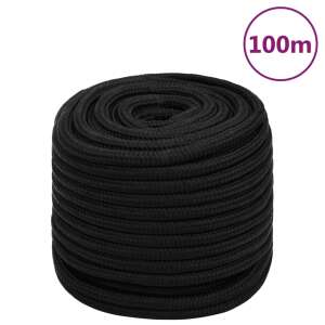 vidaXL Frânghie de lucru, negru, 16 mm, 100 m, poliester 50521221 - Fixator