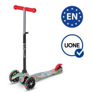 Kidwell Uno trojkolkový detský odrážadlo s LED kolieskami #červeno-čierna