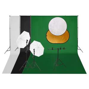 vidaXL Kit studio foto cu set de lumini, fundal și reflector 50526953 - Lumini de studio și reflectoare