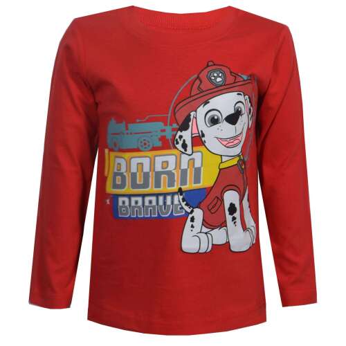Nickelodeon Psi Patrol Marshall koszulka z długim rękawem dla chłopców, czerwona z grafiką Marshalla, napis 'Born Brave'