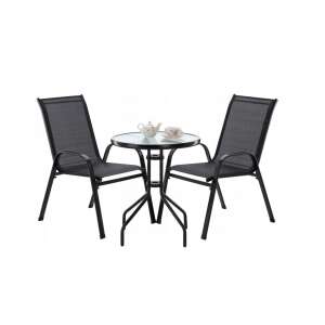 GardenLine Erkélybútor szett asztallal, székekkel, fekete 50585907 Kerti bútorok