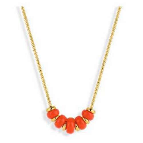 Victoria arany színű nyaklánc piros gyöngyökkel