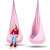 NeoSport single hanging swing, light pink, with child sitting in it