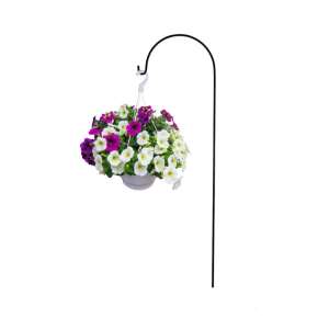 Black metal garden plant hanger stand, 38x120cm, for hanging flower pots and lanterns - Plant Stand