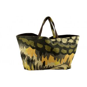 Lacoste green and yellow patterned canvas tote bag - Handbag