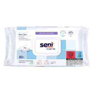 Seni Care Влажни кърпички за деликатна почистване, 80 броя, с витамин Е и алантоин, Веган