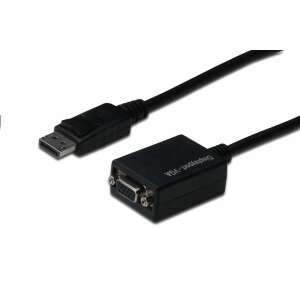 Digitus AK-340403-001-S DisplayPort VGA átalakító kábel, 0,15m, fekete - DisplayPort átalakító
