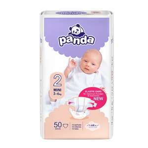 Panda Pieluchy Mini Rozmiar 2 dla niemowląt 3-6 kg, 50 sztuk - Panda