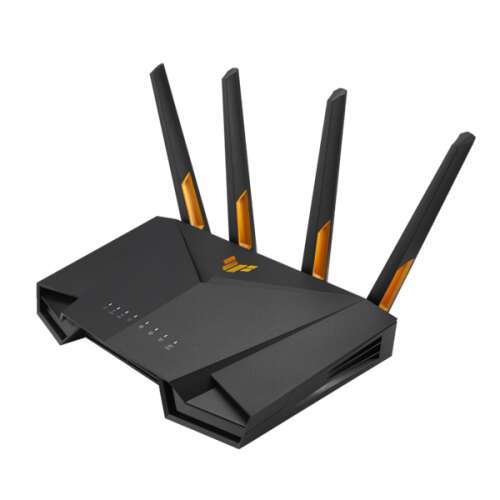 Asus TUF Gaming AX4200 Dual Band WiFi 6 Router, czarny z pomarańczowymi akcentami, widok pod kątem