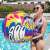 Bestway 31044 inflatable beach ball, 36 inches, colorful art design, woman playing in pool