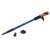 Blue Nordic walking stick with cork handle and adjustable length, with spare tips