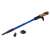 Blue Nordic walking stick with cork handle and adjustable length, with spare tips