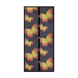 Black butterfly patterned magnetic door screen, 100x210 cm - Mosquito Net