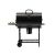 Front view of GardenLine charcoal grill and smoker with double shelves, closed lid
