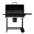Front view of GardenLine charcoal grill with open lid and ash collector